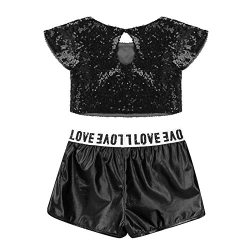 Agoky Ropa Deportiva Conjunto para Niñas Pequeñas Ropa Maillot Danza Jazz Ballet Ropa de Fiesta Actuación para Chicas Negro 4 años