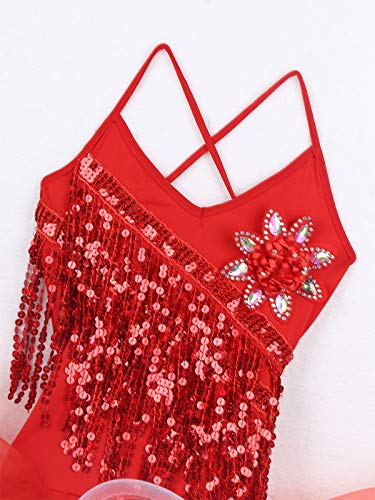 Agoky Vestido de Baile Latino Lentejuelas para Niña 4Pcs Vestido de Danza Flecos Traje de Salsa Rumba Samba Baile de Salón Disfraz Bailarina Fiesta Rojo A 7-8 años Agoky Vestido de Baile Latino Lentejuelas para Niña 4Pcs Vestido de Danza Flecos Traje de Salsa Rumba Samba Baile de Salón Disfraz Bailarina Fiesta Rojo A 7-8 años
