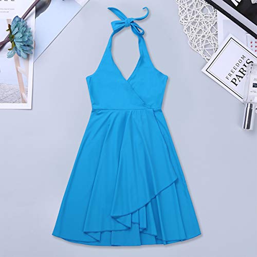 Agoky Vestido de Baile Latino para Niña Vestido de Ballet Danza Lírica Contemporánea Baile de Salón Cuello Halter Disfraz de Bailarina Dancewear Azul 6 Años Agoky Vestido de Baile Latino para Niña Vestido de Ballet Danza Lírica Contemporánea Baile de Salón Cuello Halter Disfraz de Bailarina Dancewear Azul 6 Años