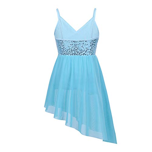 Agoky Vestido de Ballet Danza Actuación Infántil con Lentejuelas Brillantes Maillots Vestido Tutú de Espaqueti Irregular para Baile Flamengo Azul Claro 8-10 Años Agoky Vestido de Ballet Danza Actuación Infántil con Lentejuelas Brillantes Maillots Vestido Tutú de Espaqueti Irregular para Baile Flamengo Azul Claro 8-10 Años