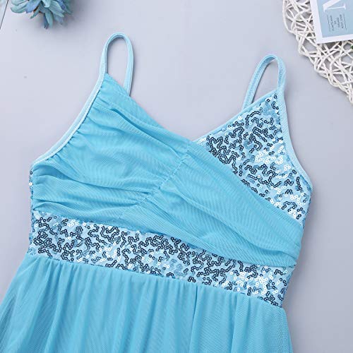 Agoky Vestido de Ballet Danza Actuación Infántil con Lentejuelas Brillantes Maillots Vestido Tutú de Espaqueti Irregular para Baile Flamengo Azul Claro 7-8 Años Agoky Vestido de Ballet Danza Actuación Infántil con Lentejuelas Brillantes Maillots Vestido Tutú de Espaqueti Irregular para Baile Flamengo Azul Claro 7-8 Años