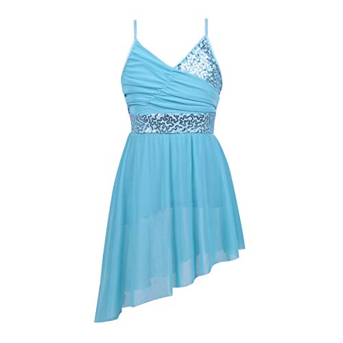 Agoky Vestido de Ballet Danza Actuación Infántil con Lentejuelas Brillantes Maillots Vestido Tutú de Espaqueti Irregular para Baile Flamengo Azul Claro 7-8 Años Agoky Vestido de Ballet Danza Actuación Infántil con Lentejuelas Brillantes Maillots Vestido Tutú de Espaqueti Irregular para Baile Flamengo Azul Claro 7-8 Años