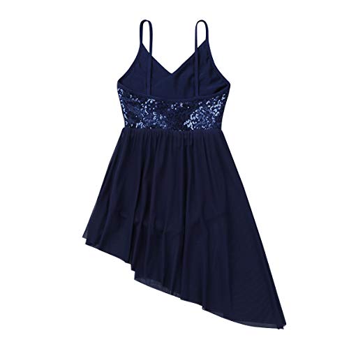 Agoky Vestido de Ballet Danza Actuación Infántil con Lentejuelas Brillantes Maillots Vestido Tutú de Espaqueti Irregular para Baile Flamengo Azul Marino 10-12 Años Agoky Vestido de Ballet Danza Actuación Infántil con Lentejuelas Brillantes Maillots Vestido Tutú de Espaqueti Irregular para Baile Flamengo Azul Marino 10-12 Años