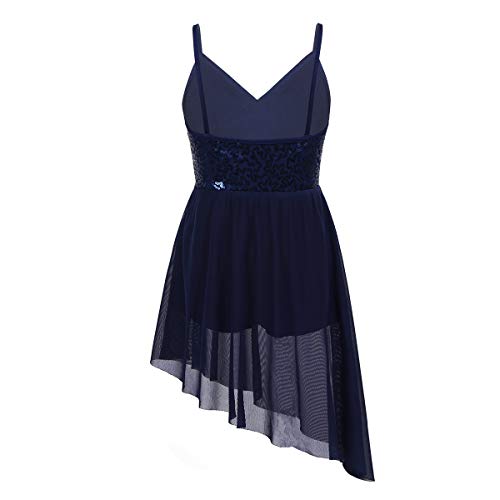 Agoky Vestido de Ballet Danza Actuación Infántil con Lentejuelas Brillantes Maillots Vestido Tutú de Espaqueti Irregular para Baile Flamengo Azul Marino 12-14 Años Agoky Vestido de Ballet Danza Actuación Infántil con Lentejuelas Brillantes Maillots Vestido Tutú de Espaqueti Irregular para Baile Flamengo Azul Marino 12-14 Años