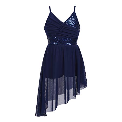 Agoky Vestido de Ballet Danza Actuación Infántil con Lentejuelas Brillantes Maillots Vestido Tutú de Espaqueti Irregular para Baile Flamengo Azul Marino 12-14 Años Agoky Vestido de Ballet Danza Actuación Infántil con Lentejuelas Brillantes Maillots Vestido Tutú de Espaqueti Irregular para Baile Flamengo Azul Marino 12-14 Años