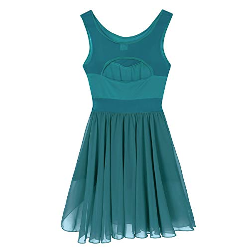 Agoky Vestido de Danza Ballet para Mujer Vestido de Baile Latino Moderno Maillot sin Mangas Leotardo de Gimnasia Rítmica Monos Body para Chica Adulta Verde X-Small