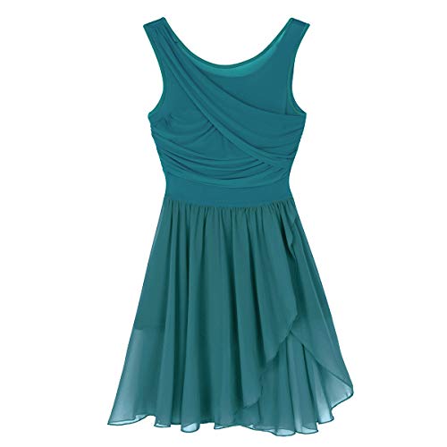 Agoky Vestido de Danza Ballet para Mujer Vestido de Baile Latino Moderno Maillot sin Mangas Leotardo de Gimnasia Rítmica Monos Body para Chica Adulta Verde X-Small