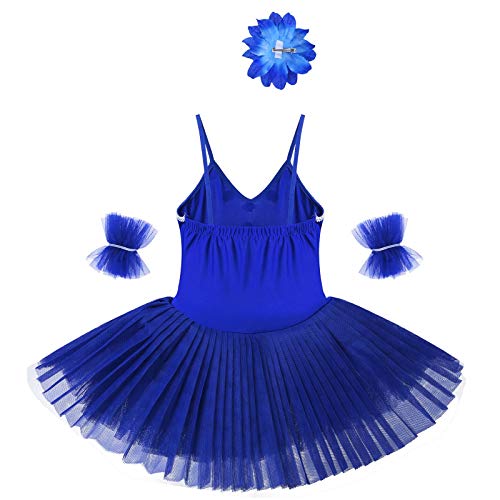 Agoky Vestido de Danza Ballet para Niña Maillot de Patinaje Artístico Diamantes Body Leotardo de Baile Gimnasia Rítmica con Falda Disfraz Bailarina Azul Marino 7-8 años