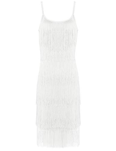 Agoky Vestido de Danza Latina Borlas para Mujer Vestido de Baile Salsa Flecos Traje de Rumba Samba Baile de Salón Vestido Fiesta Cóctel Disfraz Blanco XX-Large Agoky Vestido de Danza Latina Borlas para Mujer Vestido de Baile Salsa Flecos Traje de Rumba Samba Baile de Salón Vestido Fiesta Cóctel Disfraz Blanco XX-Large