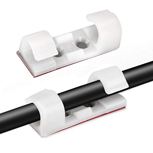 AGPTEK 30x Organizador de Cables con Tornillos y Adhesivo, Clips de Cables para Cable de USB, TV, Cargador, Audio, Abrazadera de Alambre para Mesa, Coche, Oficina, Casa, Blanco AGPTEK 30x Organizador de Cables con Tornillos y Adhesivo, Clips de Cables para Cable de USB, TV, Cargador, Audio, Abrazadera de Alambre para Mesa, Coche, Oficina, Casa, Blanco