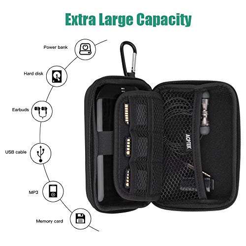 AGPTEK Funda de Disco Duro 2.5", Estuche Rígida Antigolpes con Cremallera para Disco Duro Externo Toshiba, WD My Passport, Seagate, Samsung 5T/3T, HDD, SSD, Lacie, U Disk,SD Card, USB Cable, Negro