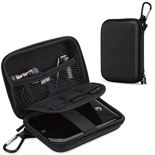 AGPTEK Funda de Disco Duro 2.5", Estuche Rígida Antigolpes con Cremallera para Disco Duro Externo Toshiba, WD My Passport, Seagate, Samsung 5T/3T, HDD, SSD, Lacie, U Disk,SD Card, USB Cable, Negro