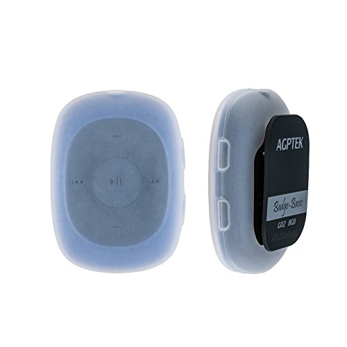 AGPtek G02 Mini-clip Reproductor de MP3 8 GB de capacidad con radio FM( una Funda silicona incluido) , Azul