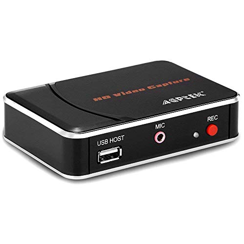 AGPTEK HD GameCapture 1080P Videocámara HDMI Grabación de Voz, Incluido Software de edición de vídeo para WiiU/Xbox 360 / Xbox One / PS4 - Compatible con USB2.0 Formato FAT32 hasta 1080p / 30fps