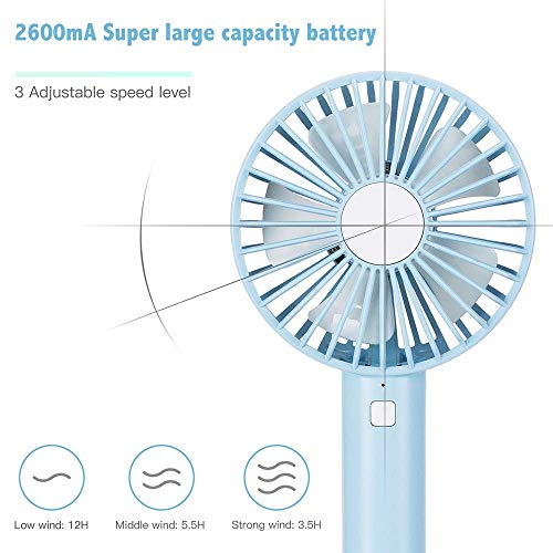 AGPTEK Mini Ventilador USB con Luz de Color, Portátil Ventilador de Mano Recargable de 2600mAh Super Silencioso para Oficina, Viajes, Azul AGPTEK Mini Ventilador USB con Luz de Color, Portátil Ventilador de Mano Recargable de 2600mAh Super Silencioso para Oficina, Viajes, Azul