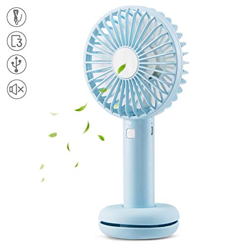 AGPTEK Mini Ventilador USB con Luz de Color, Portátil Ventilador de Mano Recargable de 2600mAh Super Silencioso para Oficina, Viajes, Azul AGPTEK Mini Ventilador USB con Luz de Color, Portátil Ventilador de Mano Recargable de 2600mAh Super Silencioso para Oficina, Viajes, Azul