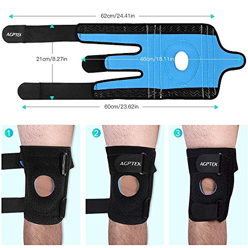 AGPTEK Profesional Rodillera Deportiva para Rótula y Menisco, Protección de Rodilla Ajustable Antideslizante de Neopreno para Correr, Crossfit, Gimnasio, Alivio Dolor