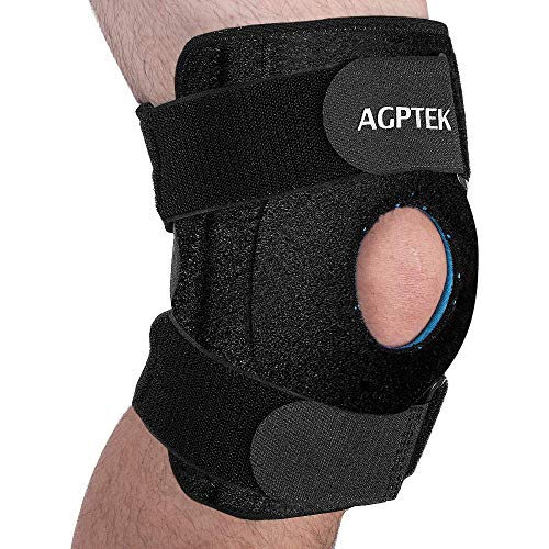 AGPTEK Profesional Rodillera Deportiva para Rótula y Menisco, Protección de Rodilla Ajustable Antideslizante de Neopreno para Correr, Crossfit, Gimnasio, Alivio Dolor