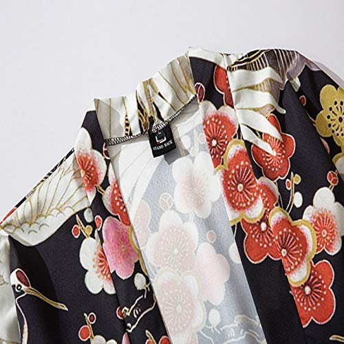 AGYE Hombres Vintage Kimono, Kimono Japonés Cardigan Hombres Verano Haori Samurai Kimonos Karate Streetwear Camisa Kimono Japones Hombres Yukata,A-S