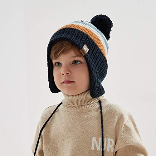 AHAHA Sombreros de Punto Pompom para niños Sombreros de Invierno Earflap AHAHA Sombreros de Punto Pompom para niños Sombreros de Invierno Earflap