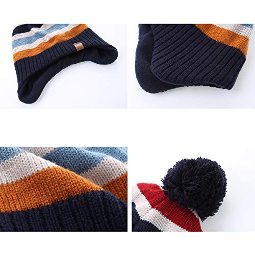 AHAHA Sombreros de Punto Pompom para niños Sombreros de Invierno Earflap AHAHA Sombreros de Punto Pompom para niños Sombreros de Invierno Earflap