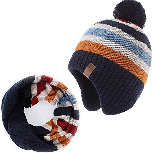 AHAHA Sombreros de Punto Pompom para niños Sombreros de Invierno Earflap AHAHA Sombreros de Punto Pompom para niños Sombreros de Invierno Earflap