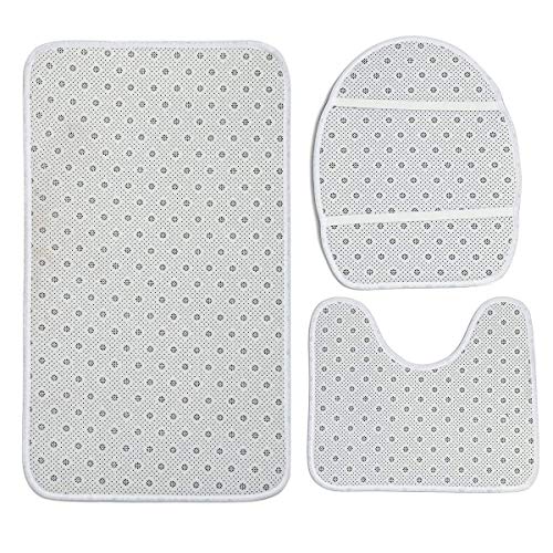 Ahuimin - Juego de 3 alfombras de baño, diseño de letra en inglés, color azul, suave, absorbente, con alfombras/contorno/tapa Ahuimin - Juego de 3 alfombras de baño, diseño de letra en inglés, color azul, suave, absorbente, con alfombras/contorno/tapa