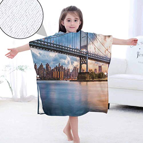 Ahuimin Toalla de baño con capucha, Kennedy Triboro Bridge en Queens New York Manhattan River Scenery, 24 x 24 pulgadas microfibra niños con capucha bañera playa piscina Ahuimin Toalla de baño con capucha, Kennedy Triboro Bridge en Queens New York Manhattan River Scenery, 24 x 24 pulgadas microfibra niños con capucha bañera playa piscina