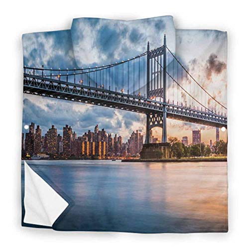 Ahuimin Toalla de baño con capucha, Kennedy Triboro Bridge en Queens New York Manhattan River Scenery, 24 x 24 pulgadas microfibra niños con capucha bañera playa piscina Ahuimin Toalla de baño con capucha, Kennedy Triboro Bridge en Queens New York Manhattan River Scenery, 24 x 24 pulgadas microfibra niños con capucha bañera playa piscina