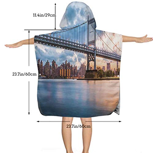 Ahuimin Toalla de baño con capucha, Kennedy Triboro Bridge en Queens New York Manhattan River Scenery, 24 x 24 pulgadas microfibra niños con capucha bañera playa piscina Ahuimin Toalla de baño con capucha, Kennedy Triboro Bridge en Queens New York Manhattan River Scenery, 24 x 24 pulgadas microfibra niños con capucha bañera playa piscina