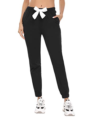 Aiboria Pantalones de Pijama para Mujer Algodón Pantalones Largos Decoración Bowknot Casuales para Mujer