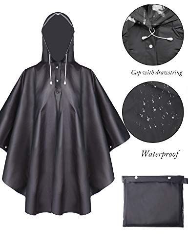 Aibrou Adulto Poncho de Lluvia Impermeable de EVA con Capa,Rápido de Poner y fácil maniobrabilidad para la Escalada,Senderismo,Camping,Ciclismo,Unisex