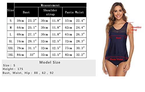 Aibrou Bañador Mujer Blouson Tankini Traje de baño Impreso/Color Sólido Camiseta sin Mangas Top y Pantalones Cortos 2 Piezas Traje de baño Adelgazante Halter Volver Traje, (Rojo Flora, XXL)