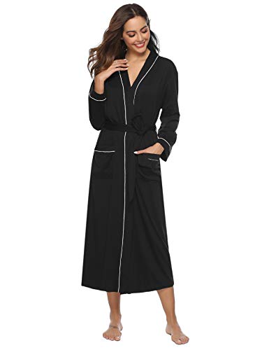 Aibrou Bata para Mujer Algodón Albornoz Kimono con Cinturón,Ropa de Dormir Casa Cuello en V Clásico y Cómodo Talla S-XXL Aibrou Bata para Mujer Algodón Albornoz Kimono con Cinturón,Ropa de Dormir Casa Cuello en V Clásico y Cómodo Talla S-XXL