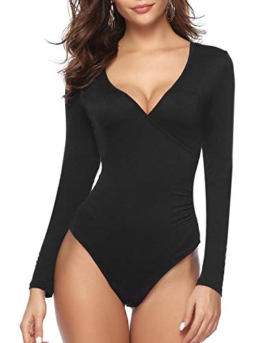 Aibrou Body Vestir para Mujer,V Profunda Mono Bodysuit Mangas largas Sexy Elegante Fiesta Aibrou Body Vestir para Mujer,V Profunda Mono Bodysuit Mangas largas Sexy Elegante Fiesta
