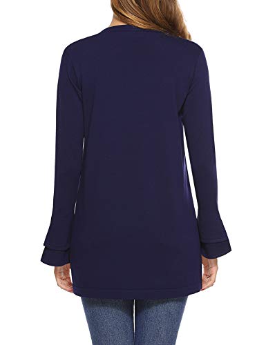 Aibrou Cárdigan de Punto para Mujer, Elegante Manga Larga Ligero Suave Suéter Elástico Trompeta Manga Cárdigan Abierto Delantero Aibrou Cárdigan de Punto para Mujer, Elegante Manga Larga Ligero Suave Suéter Elástico Trompeta Manga Cárdigan Abierto Delantero