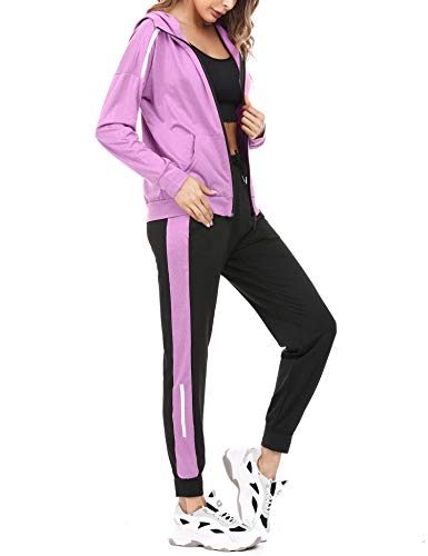 Aibrou Conjunto Chándal de Mujer Sudadera con Cremallera y Pantalones, Trajes de 2 Piezas Deporta Moda de Manga Larga Ropa de salón Corredores, (Púrpura, XXL)