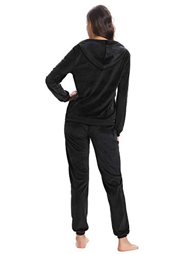 Aibrou Conjunto Chándal de Terciopelo de Mujer,Sudadera con Capucha y Cremallera con Pantalón de Sudor Conjunto Gemelo Manga Larga Conjunto de Abrigo Deportivo de Terciopelo Pijamas (Negro, L) Aibrou Conjunto Chándal de Terciopelo de Mujer,Sudadera con Capucha y Cremallera con Pantalón de Sudor Conjunto Gemelo Manga Larga Conjunto de Abrigo Deportivo de Terciopelo Pijamas (Negro, L)