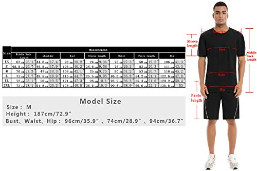 Aibrou Conjunto de Chándal Corto Raya Hombre,Verano Camiseta Manga y Pantalon Transpirable y de Secado rápido Ideal para Gym Correr Trotar Caminar