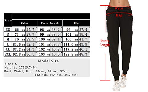 Aibrou Pantalones Chándal Raya Mujer Algodón Largos Pantalon para Deportivo Yoga Fitness Jogger Casual