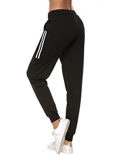 Aibrou Pantalones Chándal Raya Mujer Algodón Largos Pantalon para Deportivo Yoga Fitness Jogger Casual