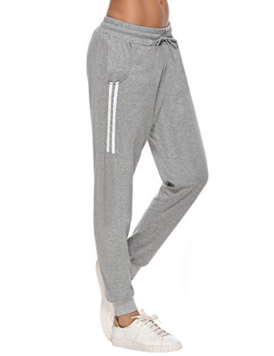 Aibrou Pantalones Chándal Raya Mujer Algodón Largos Pantalon para Deportivo Yoga Fitness Jogger Casual Aibrou Pantalones Chándal Raya Mujer Algodón Largos Pantalon para Deportivo Yoga Fitness Jogger Casual