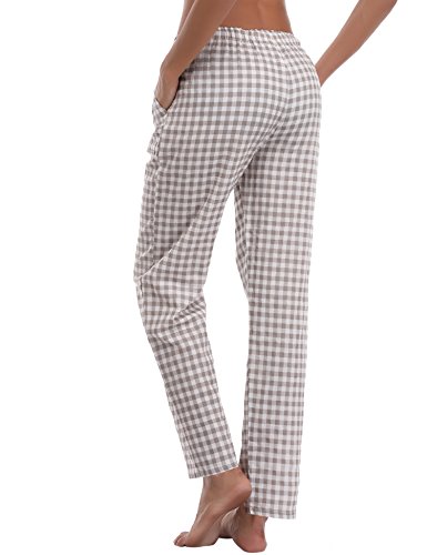 Aibrou Pantalones de Pijama Mujer Largos de 100% Algodón,Suave,Comodo y Moderno