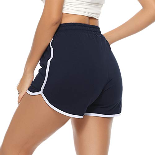 Aibrou Pantalones Deporte Corto Verano de Algodón Pantalones Deportivos para Mujer Pantalón de Chándal con Bolsillos para Gimnasio Deportes Correr Jogging