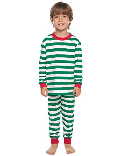 Aibrou Pijamas de Navidad Familia Conjunto 100% Algodón Raya Ropa de Dormir Otoño Invierno Mujere Hombre Niño Bebé