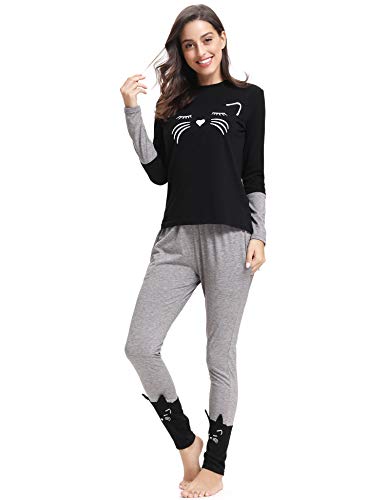 Aibrou Pijamas Mujer Algodón Invierno 2 Piezas,Ropa de Casa Dormir Casual Camiseta y Pantalones Largo Conjuntos Suave y Comodo S-XXL Aibrou Pijamas Mujer Algodón Invierno 2 Piezas,Ropa de Casa Dormir Casual Camiseta y Pantalones Largo Conjuntos Suave y Comodo S-XXL
