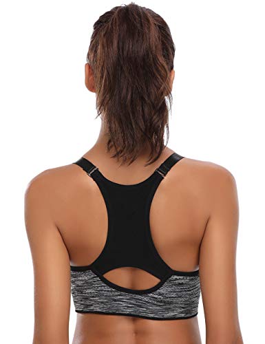 Aibrou Sujetador Deporte Mujer con Relleno con Elastico y Transpirable Gimnasio Yoga Fitness Ejercicio (XL, Negro*3)