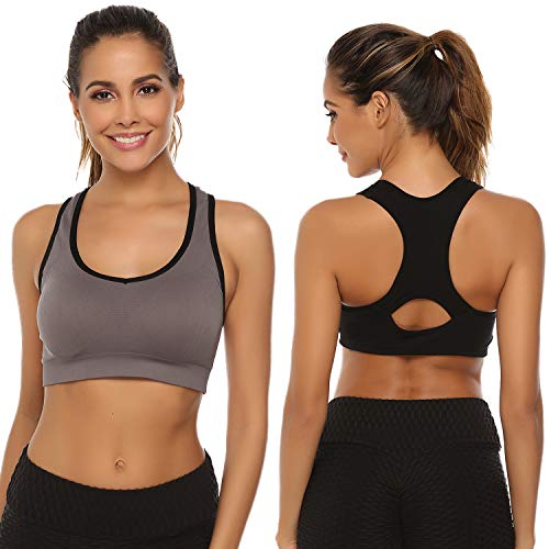 Aibrou Sujetador Deportivo Mujer Push Up (1/2/3pack) con Almohadillas Extraíbles,Bra Deporte sin Costuras para Yoga/Fitness/Run/Ejercicio/USA de Diaria