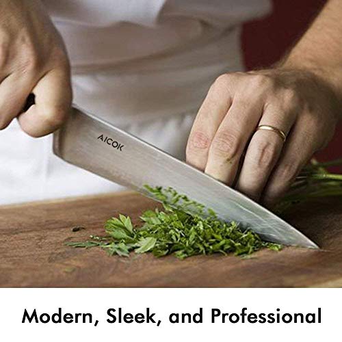 AICOK Juego de bloques de Cuchillo cocinero profesional | 6 piezas | Extra fuerte | acero inoxidable | mangos ergonómicos | Acero inoxidable de alto carbono AICOK Juego de bloques de Cuchillo cocinero profesional | 6 piezas | Extra fuerte | acero inoxidable | mangos ergonómicos | Acero inoxidable de alto carbono