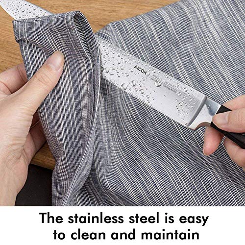 AICOK Juego de bloques de Cuchillo cocinero profesional | 6 piezas | Extra fuerte | acero inoxidable | mangos ergonómicos | Acero inoxidable de alto carbono AICOK Juego de bloques de Cuchillo cocinero profesional | 6 piezas | Extra fuerte | acero inoxidable | mangos ergonómicos | Acero inoxidable de alto carbono